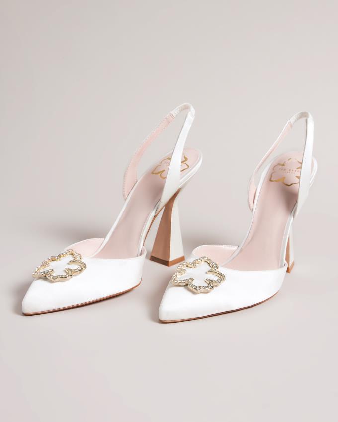 Chaussures à Talons Ted Baker Embellished Heeled Court Blanche Femme | TWD-05910261